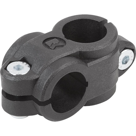 Kipp Tube Clamp 4-Way Flat Thermoplastic, For Rnd. Tubes, Comp:Steel, A=18, B=18 K0472.1818